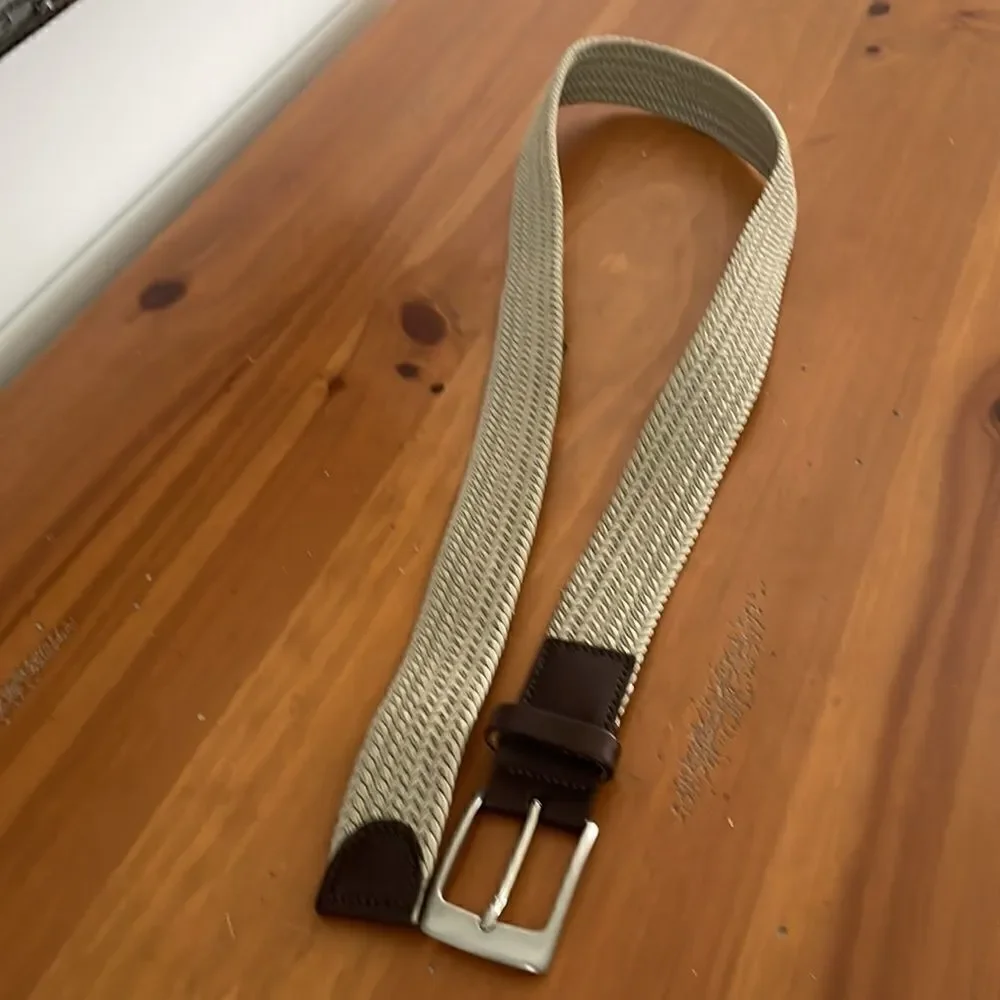 Men’s Tan Woven Belt with Silver Toned Buckle